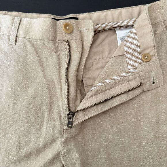 Banana Republic Kentfield Pants Mens 33x30 Tan Linen Blend Casual Preppy Office - Picture 7 of 12